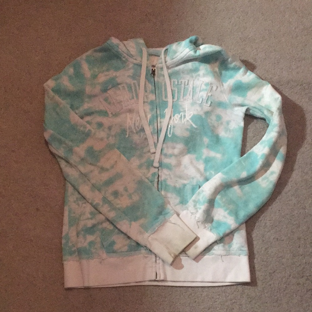 Aeropostale Mint and White Tie Dye Zip-Up Hoodie